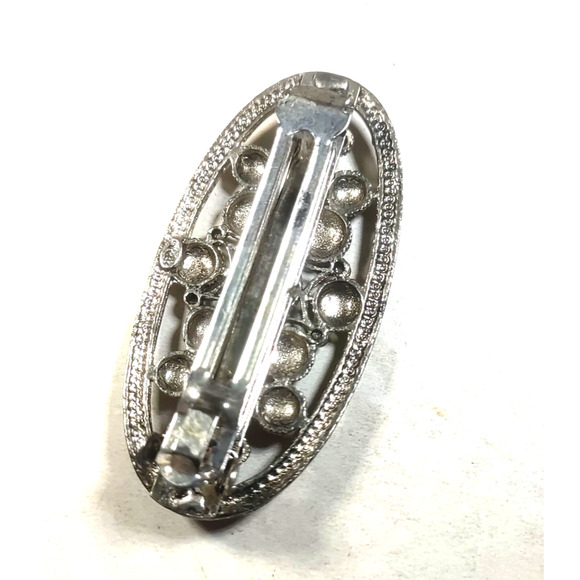 Goodies Circles Silver Tone Hair Barrette Tension Clip Roman Shield Design - Picture 5 of 9